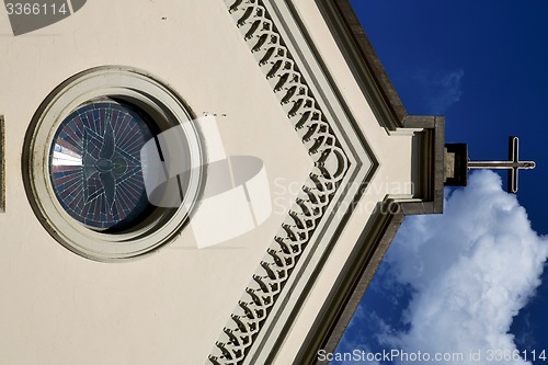 Image of abbiate cross    and mosaic wall in the sky sunny 