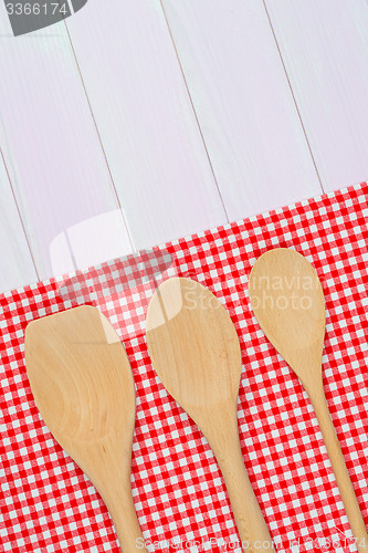 Image of Kitchenware on red towel