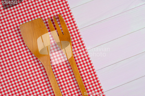 Image of Kitchenware on red towel
