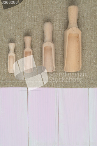 Image of Kitchenware on beige towel
