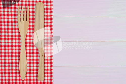 Image of Kitchenware on red towel