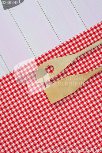 Image of Kitchenware on red towel