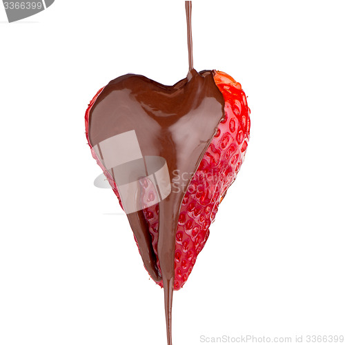 Image of Heart shaped strawberry and chocolate drip