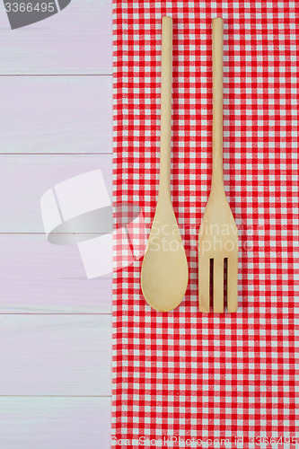 Image of Kitchenware on red towel