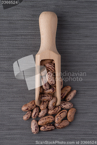 Image of Wooden scoop with pinto beans