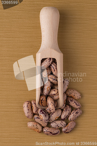 Image of Wooden scoop with pinto beans