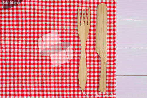 Image of Kitchenware on red towel