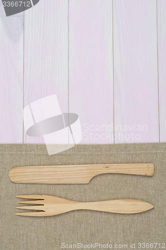 Image of Kitchenware on beige towel