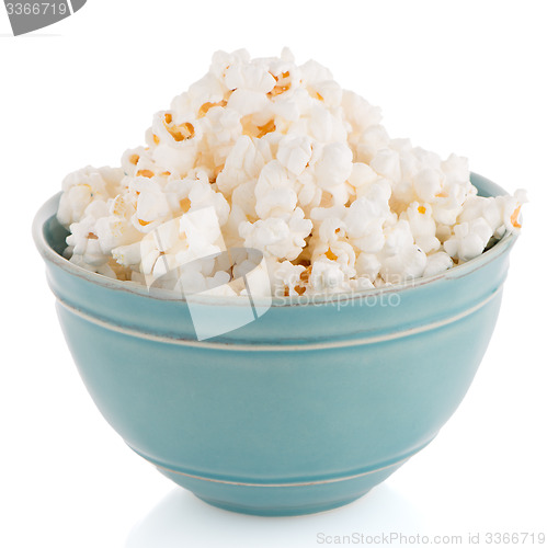 Image of Popcorn in a blue bowl