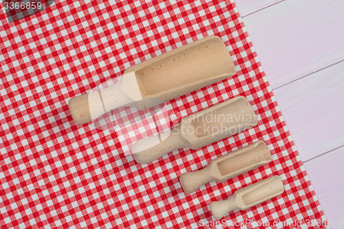 Image of Kitchenware on red towel