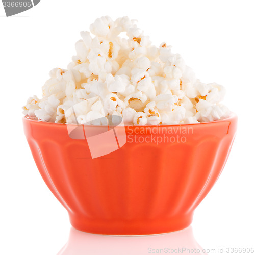 Image of Popcorn in a orange bowl