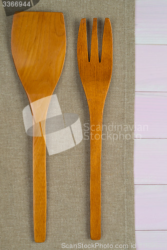 Image of Kitchenware on beige towel