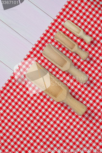 Image of Kitchenware on red towel