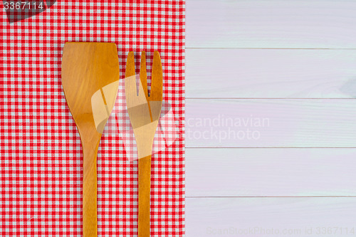 Image of Kitchenware on red towel