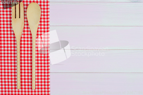 Image of Kitchenware on red towel