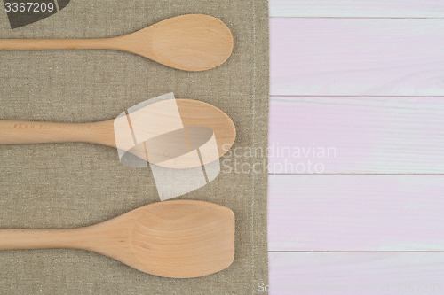 Image of Kitchenware on beige towel