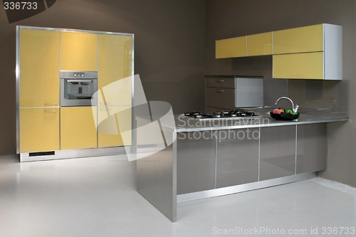 Image of Yellow kitchen angle