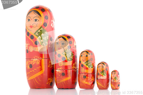 Image of Five red Babushka