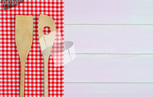 Image of Kitchenware on red towel