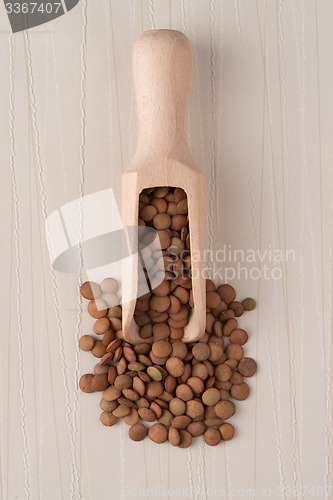 Image of Wooden scoop with lentils