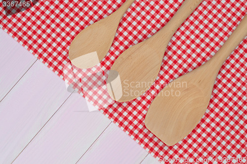 Image of Kitchenware on red towel