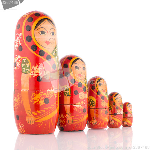 Image of Five red Babushka