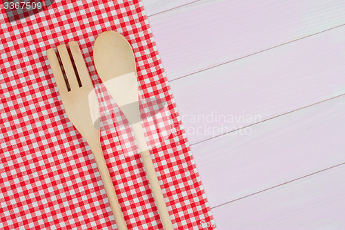 Image of Kitchenware on red towel