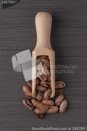 Image of Wooden scoop with pinto beans