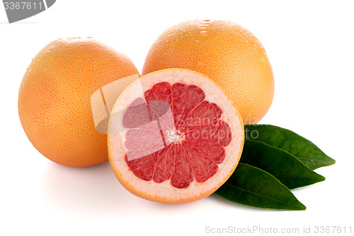 Image of Ripe cut red grapefruit