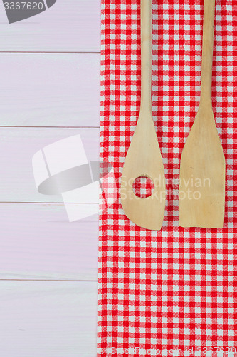 Image of Kitchenware on red towel