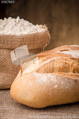 Image of Rustic bread and flour