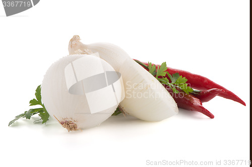 Image of Onion, chilli peppers and parsley