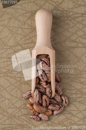 Image of Wooden scoop with pinto beans