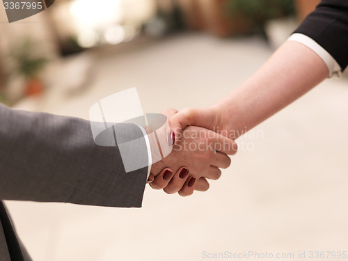Image of businesswoman and businessman handshake