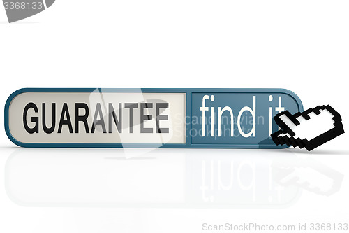 Image of Guarantee word on the blue find it banner