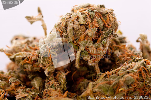 Image of Close up Dried Marijuana Leaves on the Table