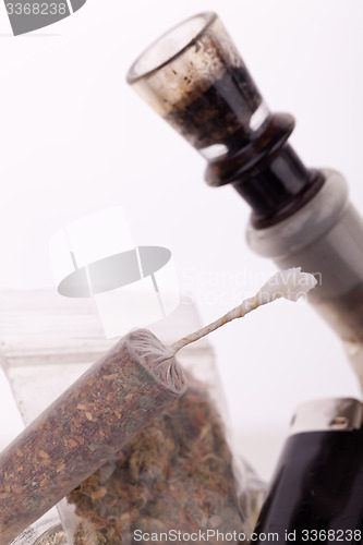 Image of Close up of marijuana and smoking paraphernalia