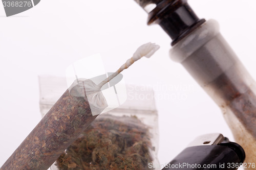 Image of Close up of marijuana and smoking paraphernalia