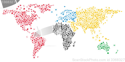 Image of World map with education icons