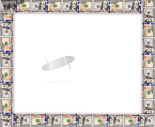 Image of Frame from dollars isolated on the white