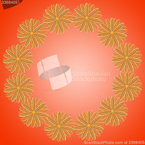 Image of pattern from brown flowers on red gradient