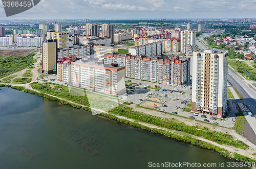 Image of Bird eye view on Tura neighborhood. Tyumen. Russia