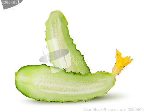 Image of Two half of juicy green cucumber