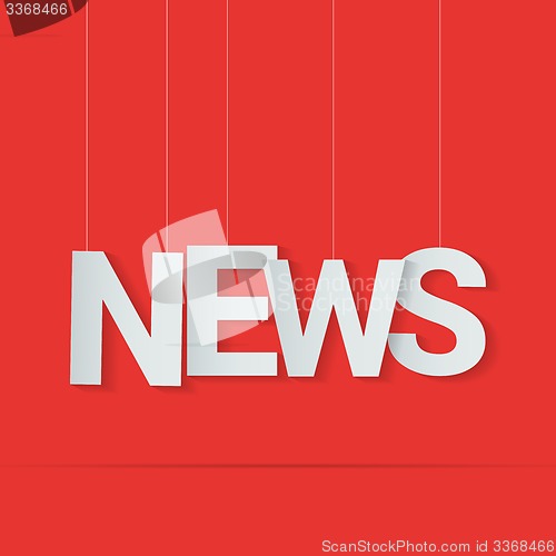Image of News word hanged on strings. Vector illustration