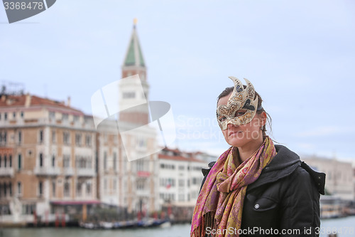 Image of Woman with carneval mask in Venice