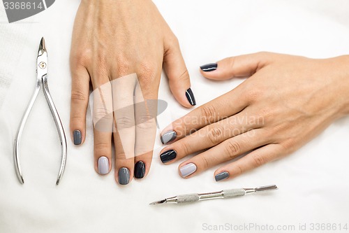 Image of Beautiful manicure on hands of the girl