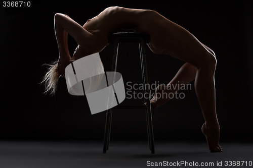 Image of Art nude picture of naked blonde in the studio