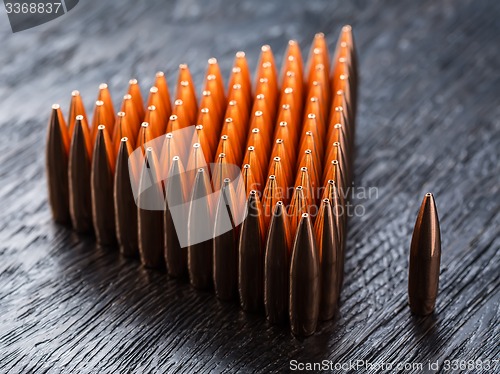 Image of Macro shot of copper bullets 