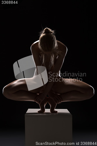 Image of Art nude picture of naked blonde in the studio