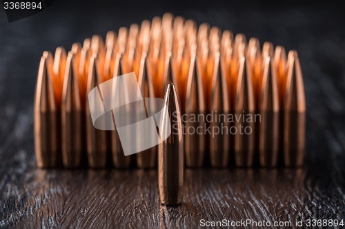 Image of Macro shot of copper bullets 